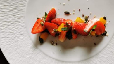 Les fraises, pesto d’estragon et céréales de Jessica Préalpato