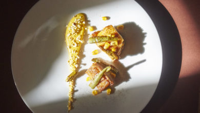 Le poulet jaune au jus et crème de maïs de Julien Boscus